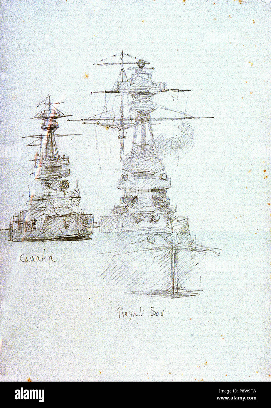 . 66 Bow-visualizzare gli studi di HMS Canada' e 'Royal Sovereign' RMG PV2700 Foto Stock