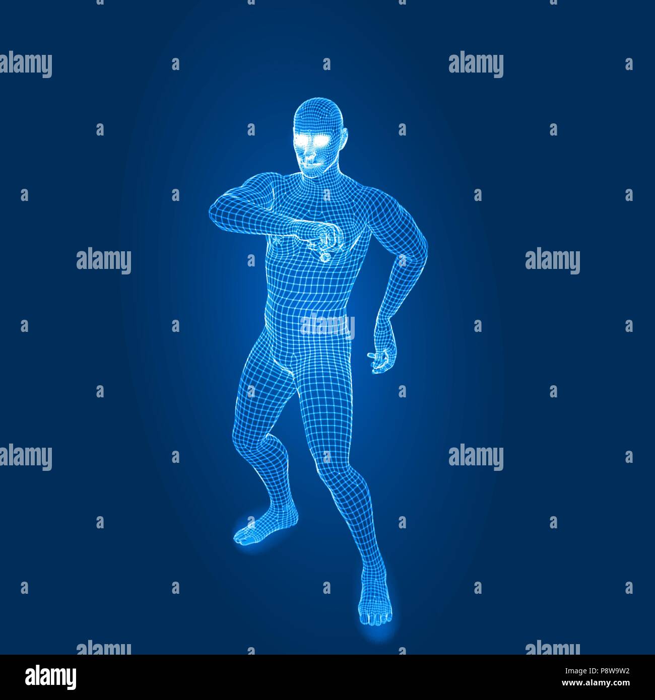 Ballo uomo.. 3d stile wireframe illustrazione vettoriale. Illustrazione Vettoriale