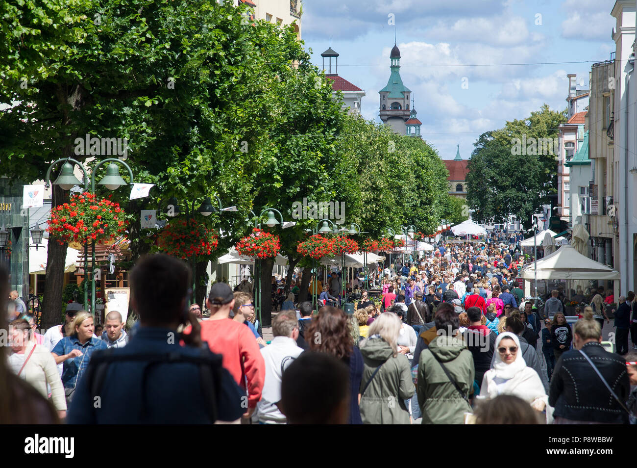 Zona pedonale di eroi di Monte Cassino Street (ulica Bohaterow Monte Cassino Monciak) in Sopot, Polonia. 30 giugno 2018 © Wojciech Strozyk / Alamy Sto Foto Stock