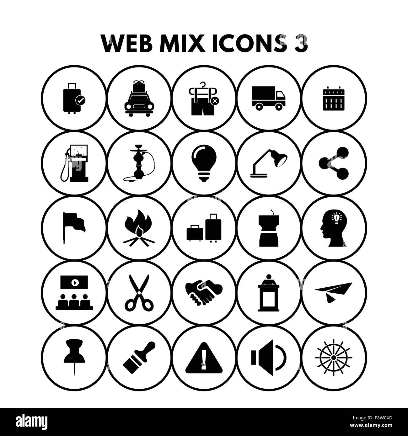 Mix Web icone. Per il web design e applicazione di interfaccia, utile anche per infographics. Illustrazione Vettoriale. Illustrazione Vettoriale