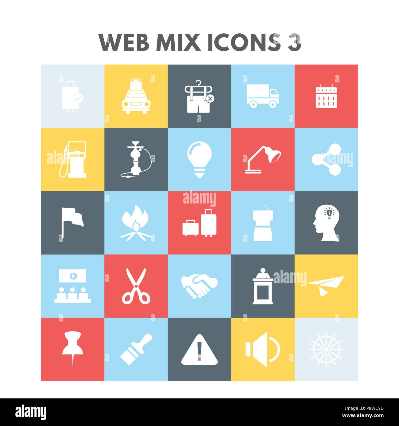 Mix Web icone. Per il web design e applicazione di interfaccia, utile anche per infographics. Illustrazione Vettoriale. Illustrazione Vettoriale