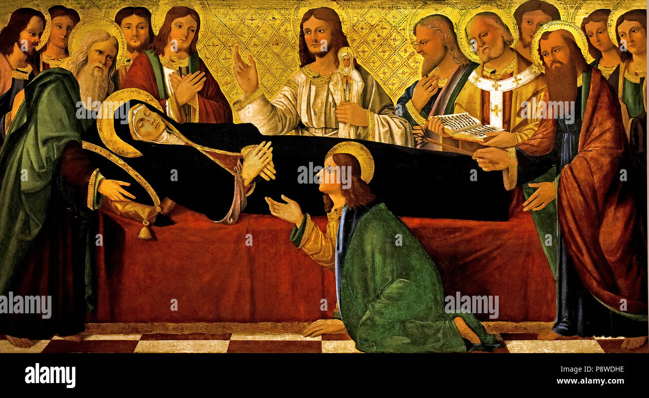 Morte della Vergine - La morte della Vergine dal pittore veneziano del XIV secolo Italia, italiano. Foto Stock
