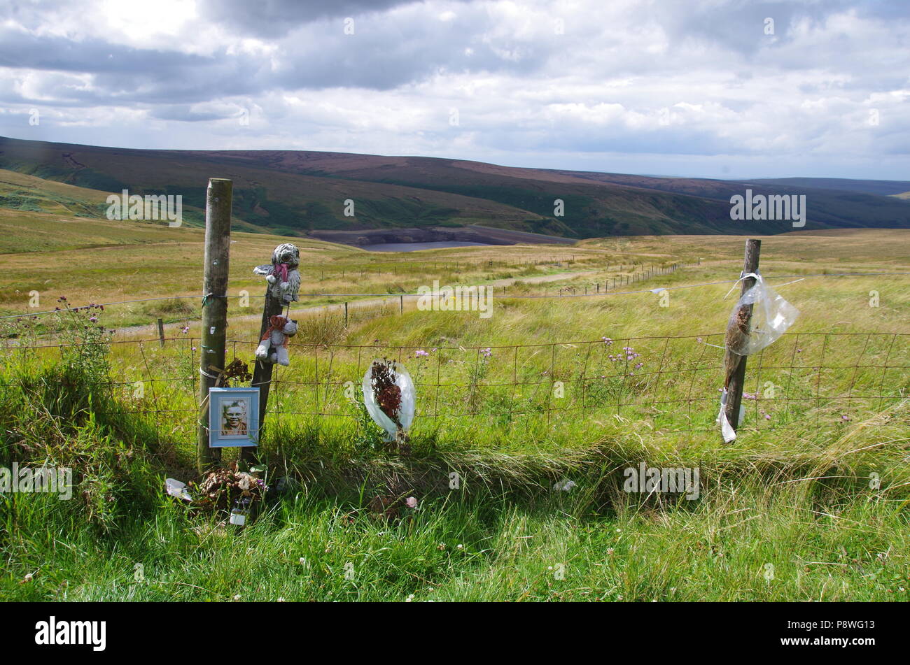 Saddleworth Moor Memorial a Keith Bennett, una delle cinque vittime di Ian Brady e Myra Hindley. Visto mentre stavo camminando John o'Groats a Lands End Foto Stock