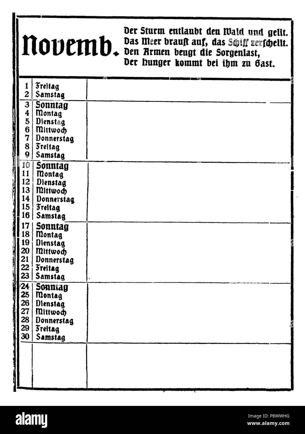 . 100 De Kain-Kalender 1912 15 Foto Stock