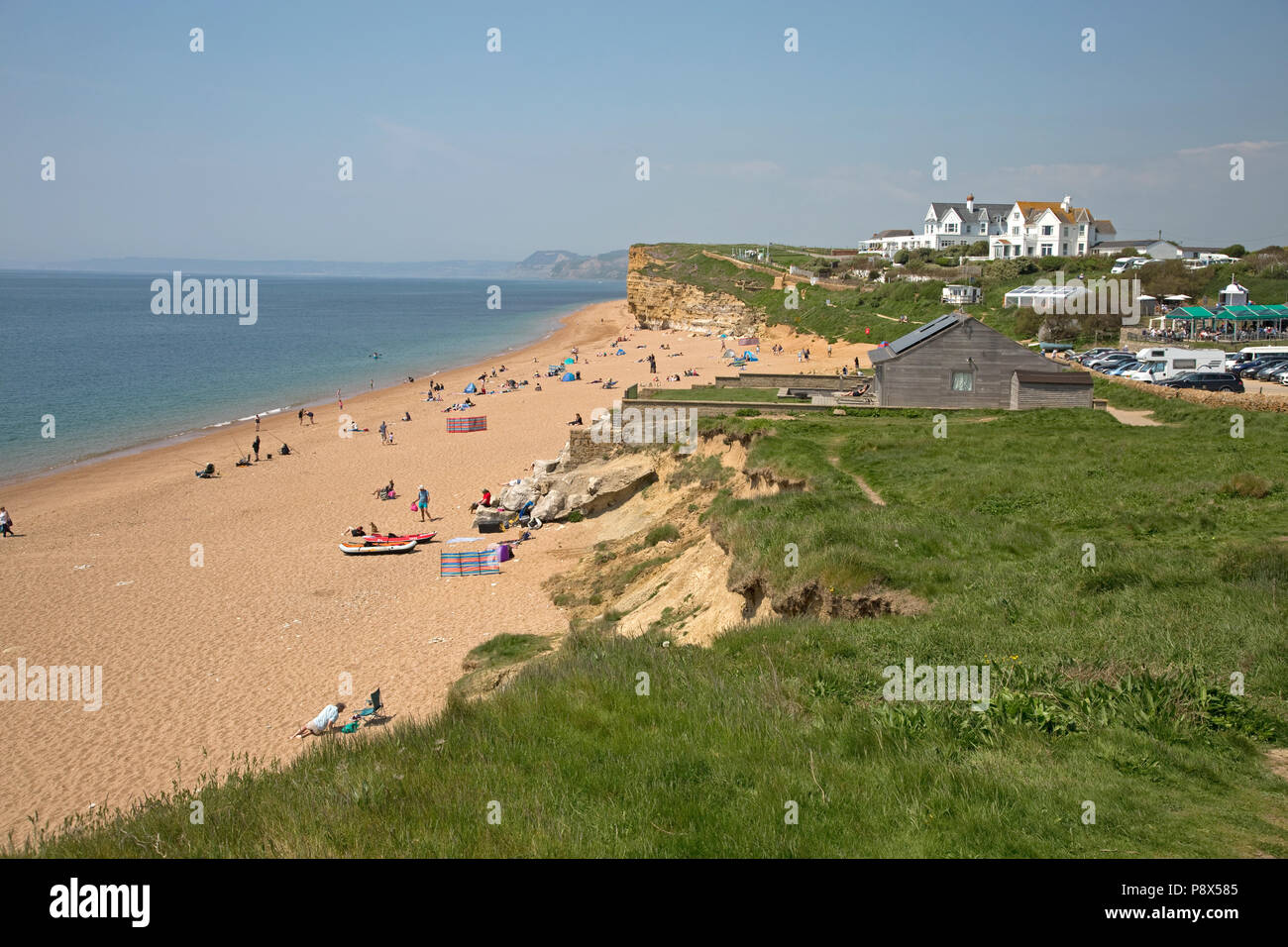 Per vacanza sulla spiaggia di alveare Burton Bradstock Dorset Regno Unito Foto Stock