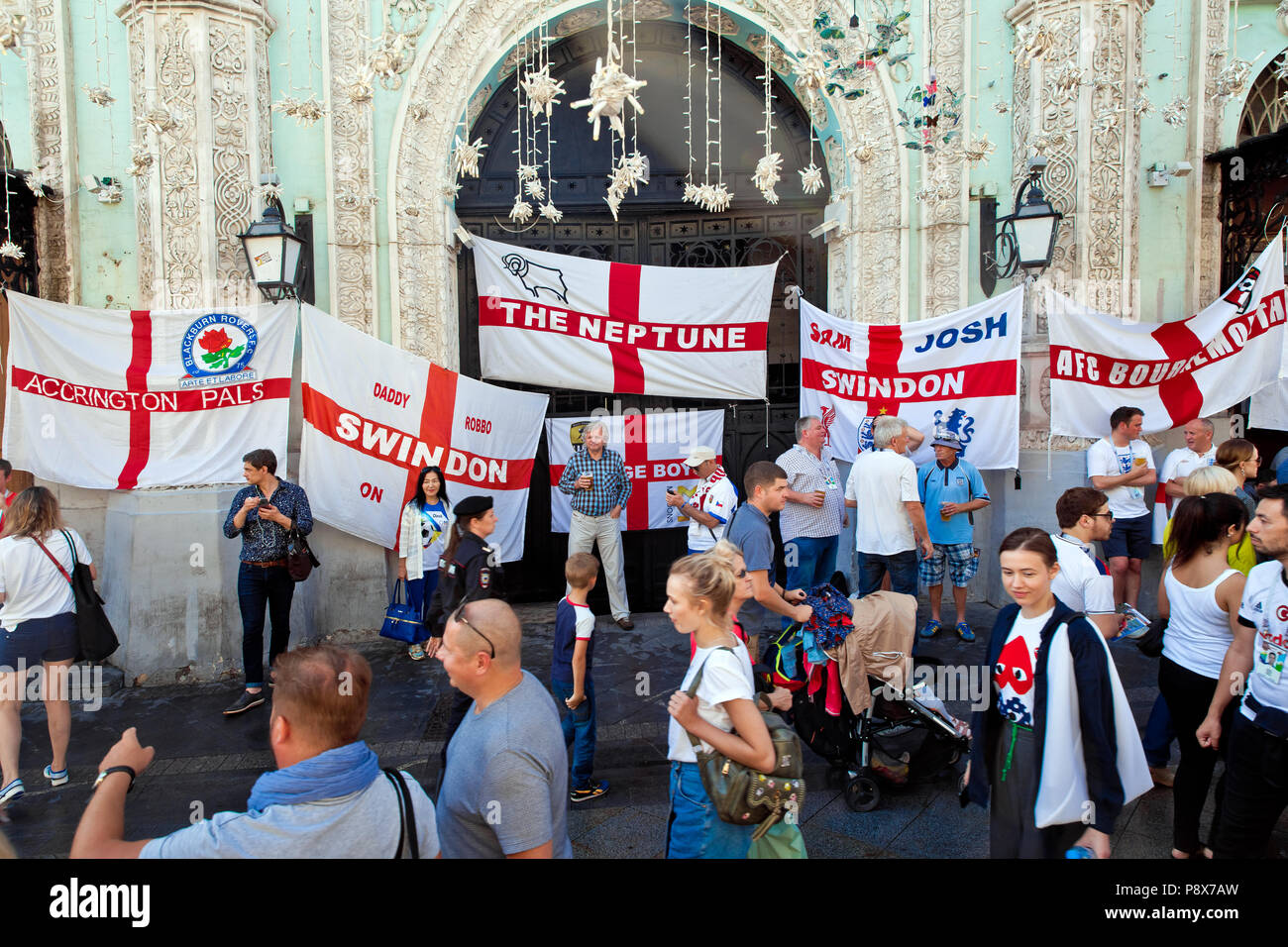 Mosca, Russia - Giugno, 2018: inglese i tifosi di calcio su world cup championship a Mosca, Russia prima che il gioco Croatia-England Foto Stock
