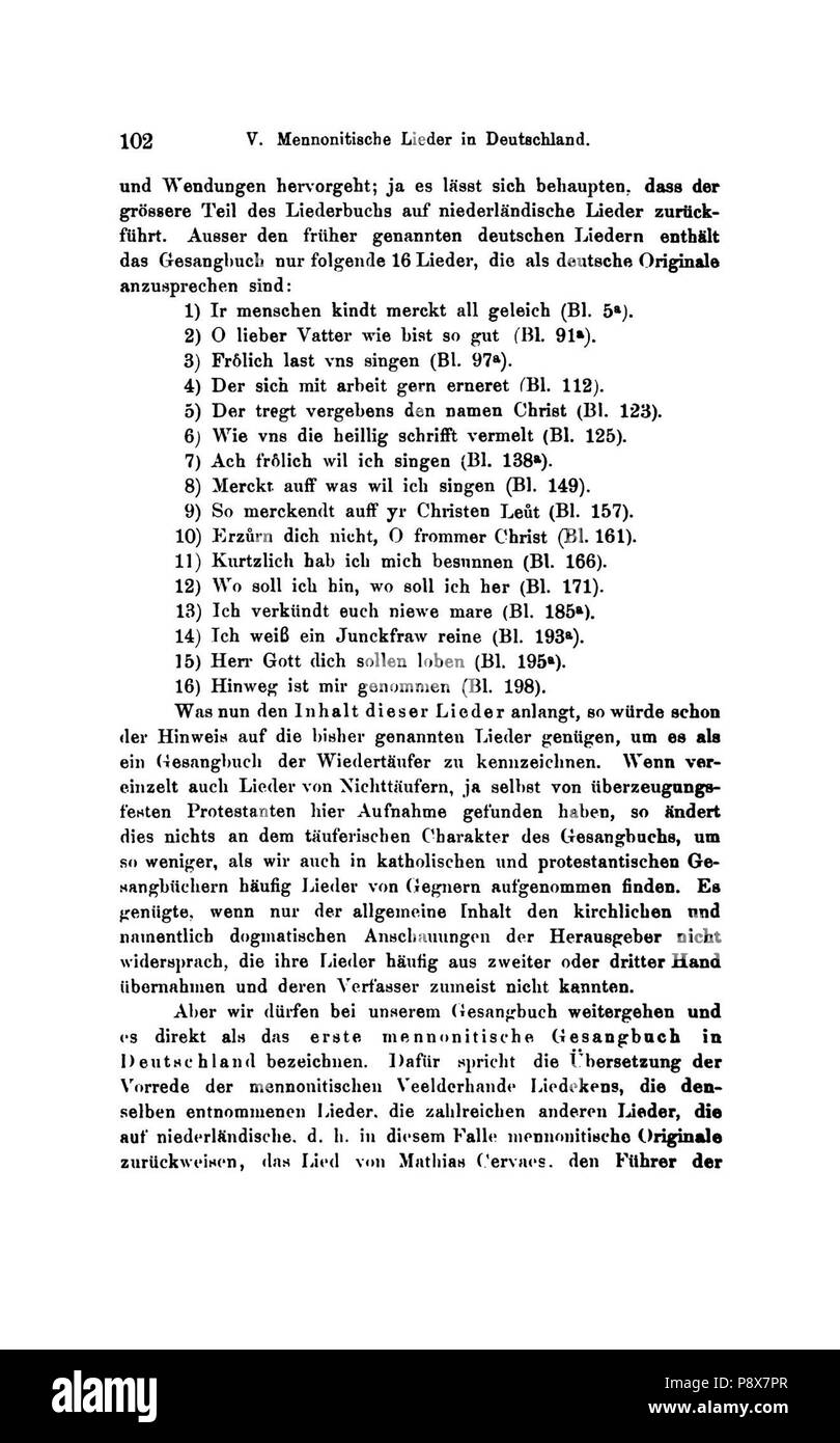 90 De Die Lieder der Wiedertäufer (Wolkan) 124 Foto Stock