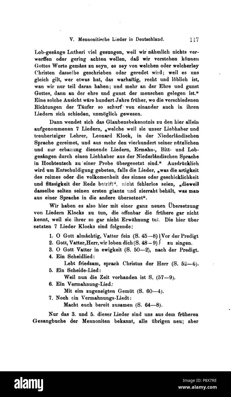 90 De Die Lieder der Wiedertäufer (Wolkan) 139 Foto Stock