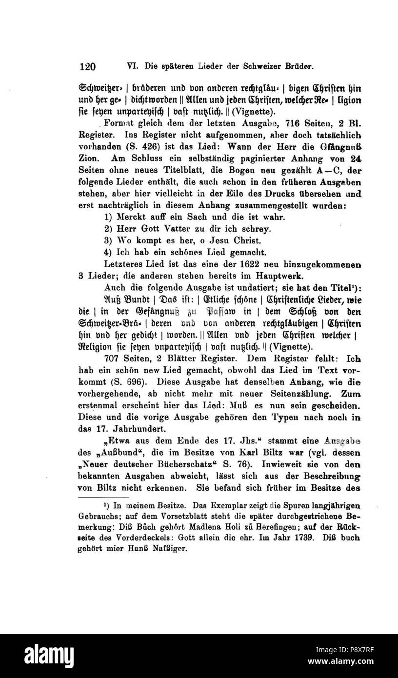 90 De Die Lieder der Wiedertäufer (Wolkan) 142 Foto Stock