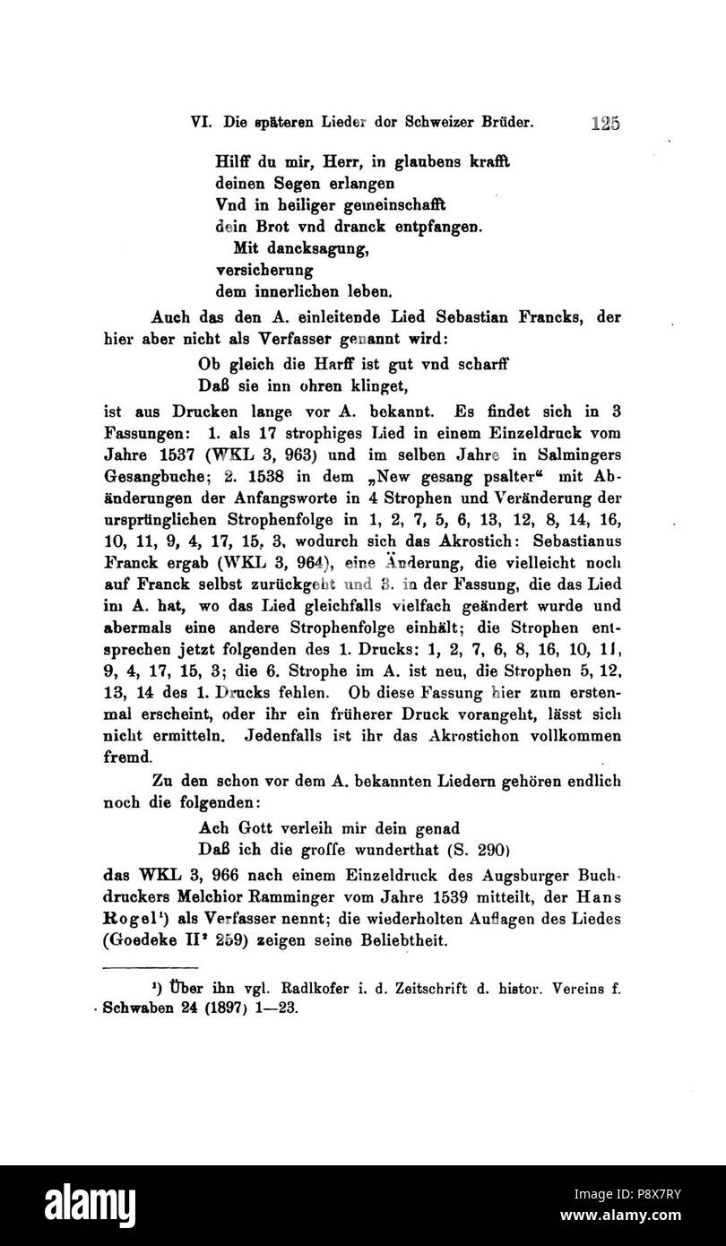 90 De Die Lieder der Wiedertäufer (Wolkan) 147 Foto Stock