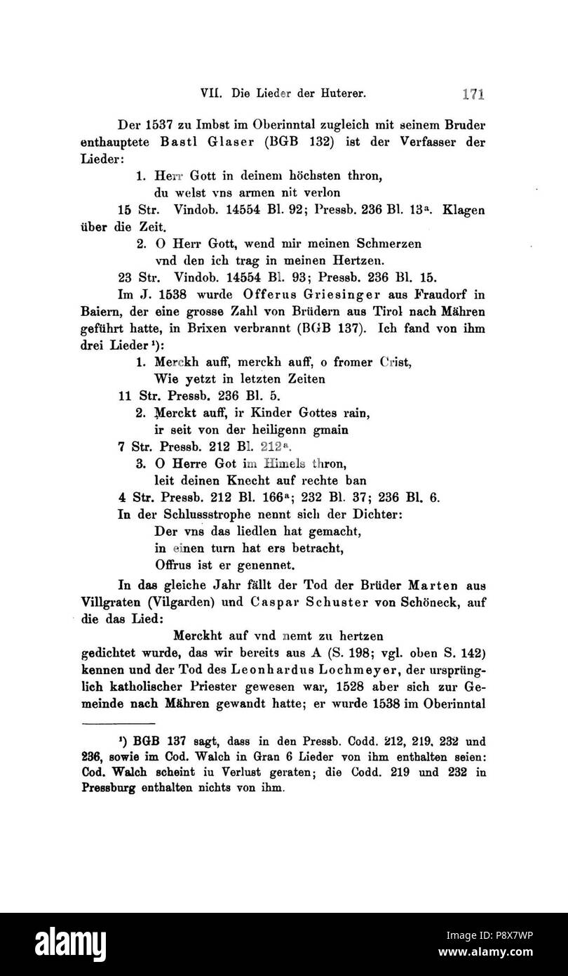 90 De Die Lieder der Wiedertäufer (Wolkan) 193 Foto Stock