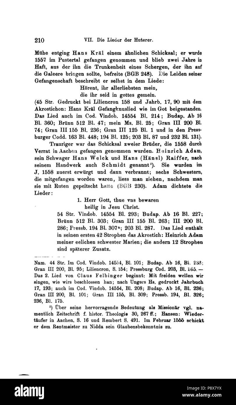 90 De Die Lieder der Wiedertäufer (Wolkan) 232 Foto Stock