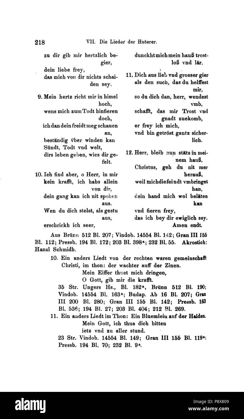 90 De Die Lieder der Wiedertäufer (Wolkan) 240 Foto Stock