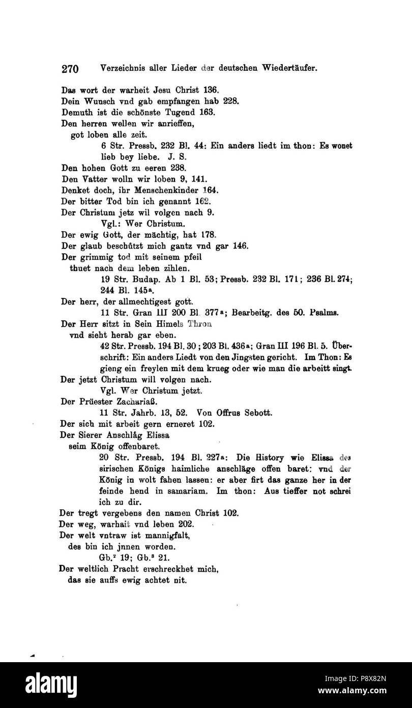 90 De Die Lieder der Wiedertäufer (Wolkan) 292 Foto Stock