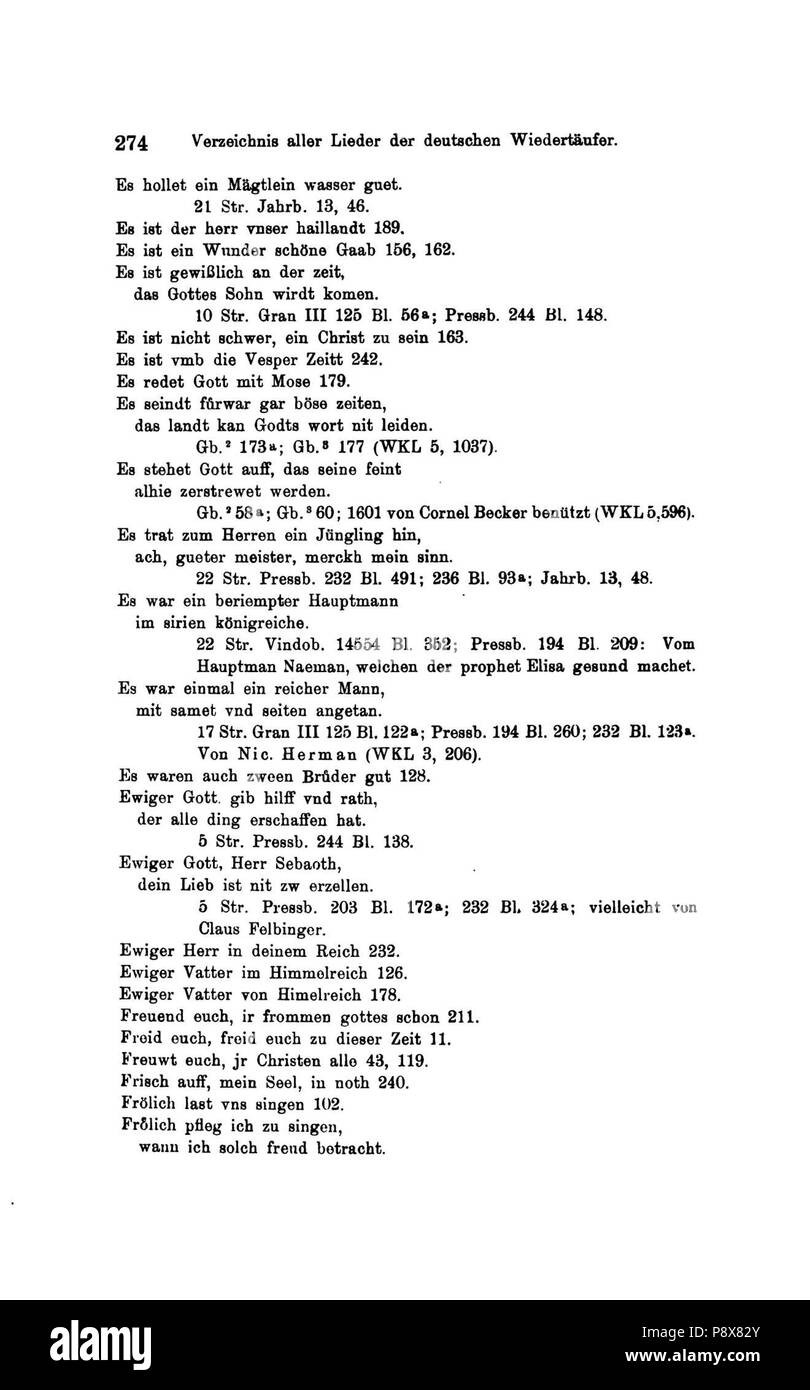 90 De Die Lieder der Wiedertäufer (Wolkan) 296 Foto Stock