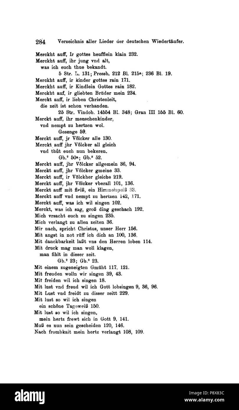91 De Die Lieder der Wiedertäufer (Wolkan) 306 Foto Stock