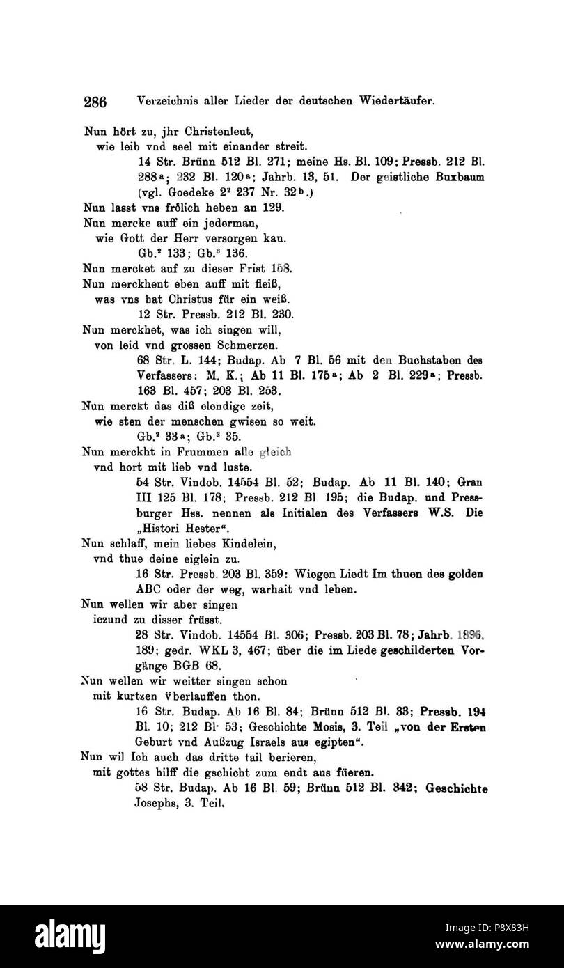 91 De Die Lieder der Wiedertäufer (Wolkan) 308 Foto Stock