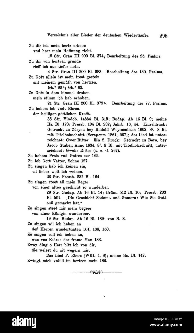 91 De Die Lieder der Wiedertäufer (Wolkan) 317 Foto Stock