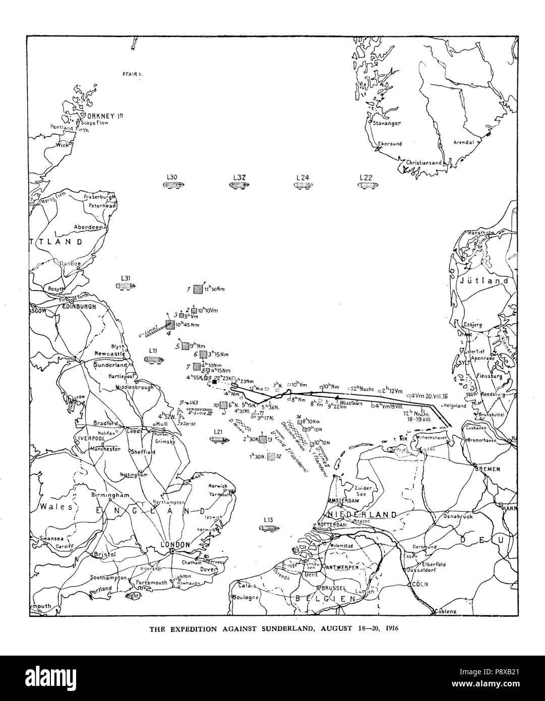 114 Schema a partire dal capitolo 11, Germania alta della flotta marittima nella guerra mondiale Foto Stock