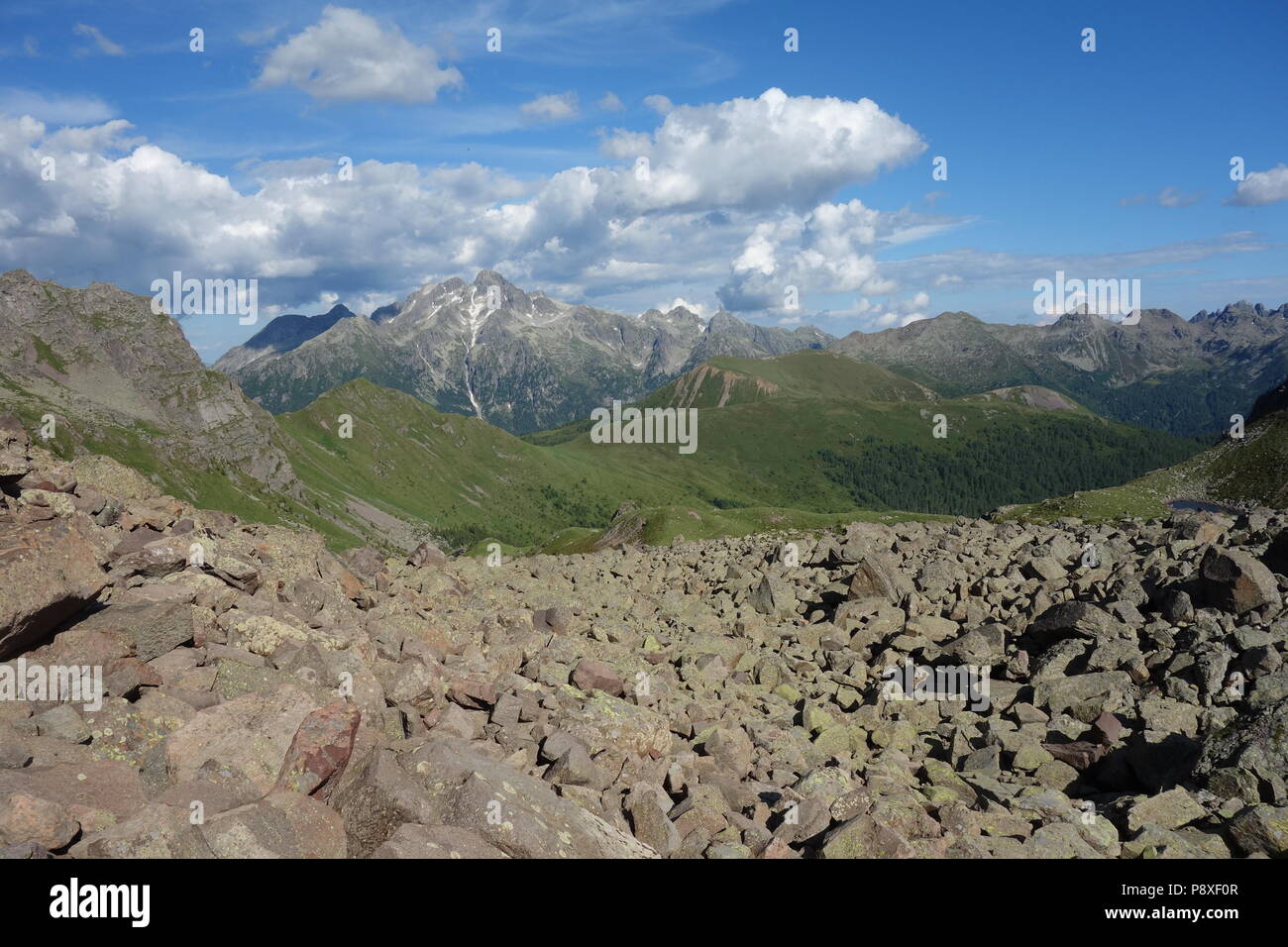 La catena montuosa del Lagorai la gamma della montagna nelle Alpi orientali in Trentino, Italia Foto Stock