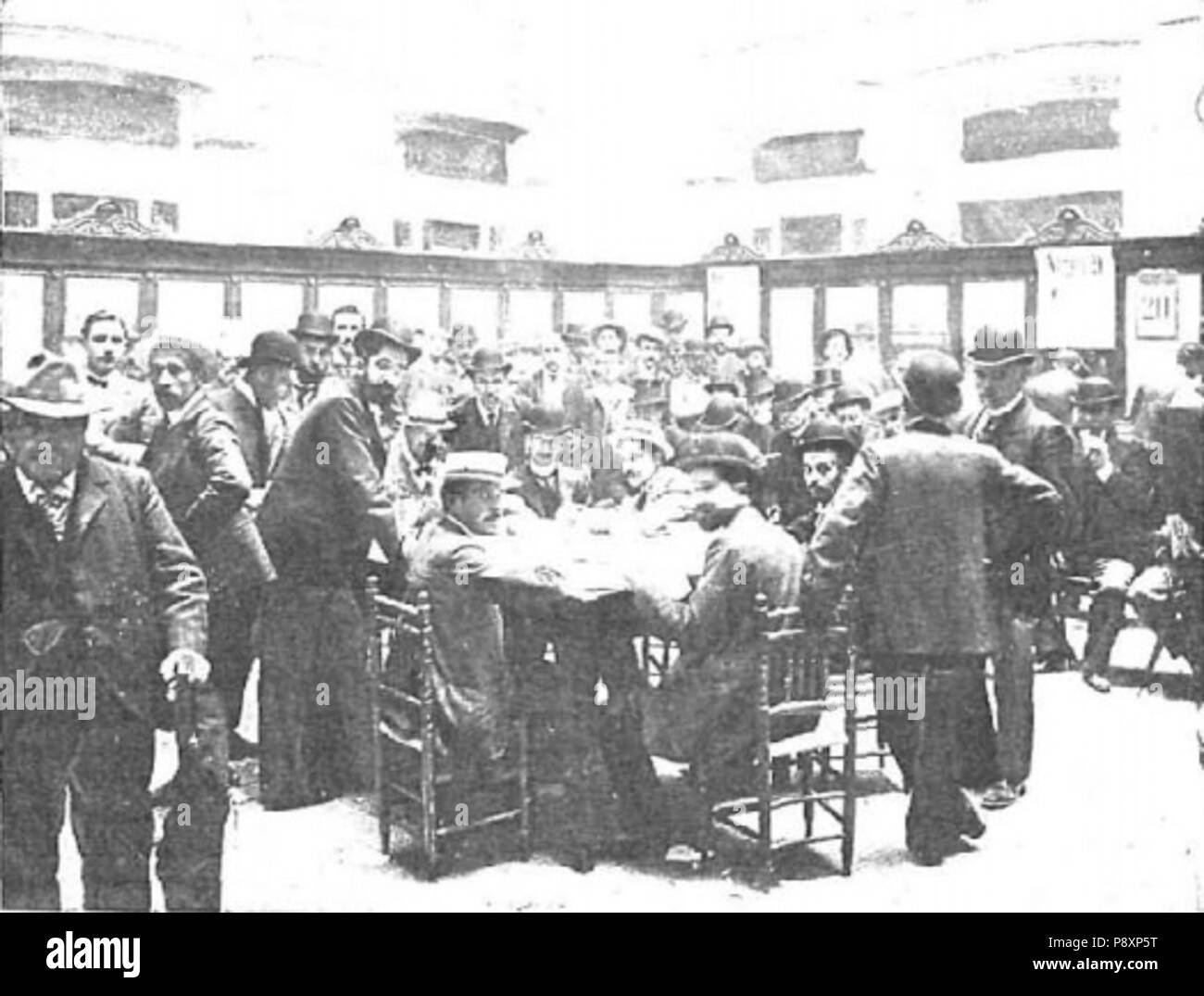 272 El Banco de España, agentes de Bolsa haciendo operaciones para el empréstito, de Franzen Foto Stock