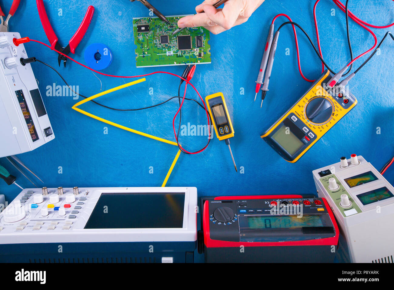 Test della scheda di circuito. Foto Stock
