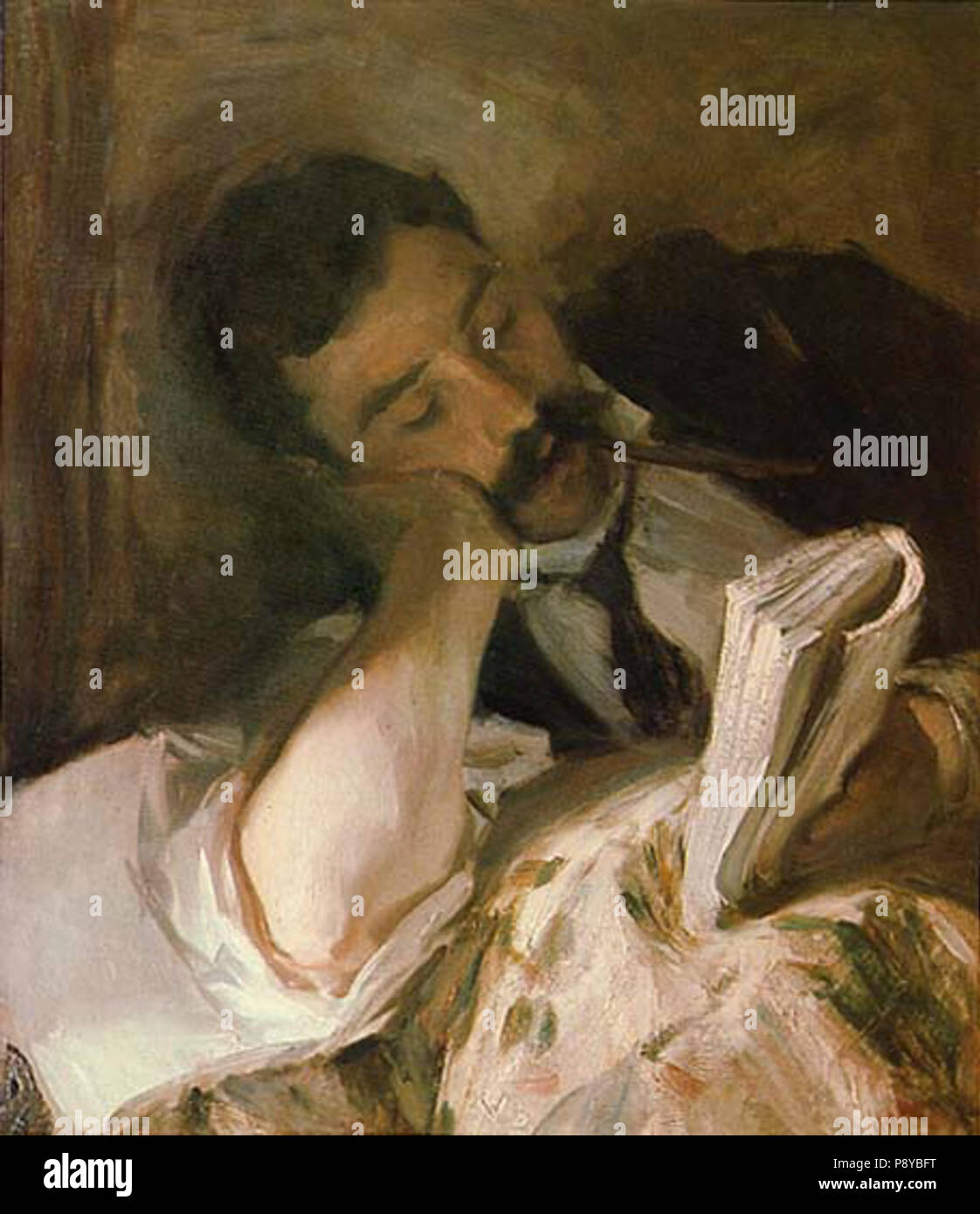 . 2 'Muna lettura" da John Singer Sargent, lettura museo pubblico Foto Stock