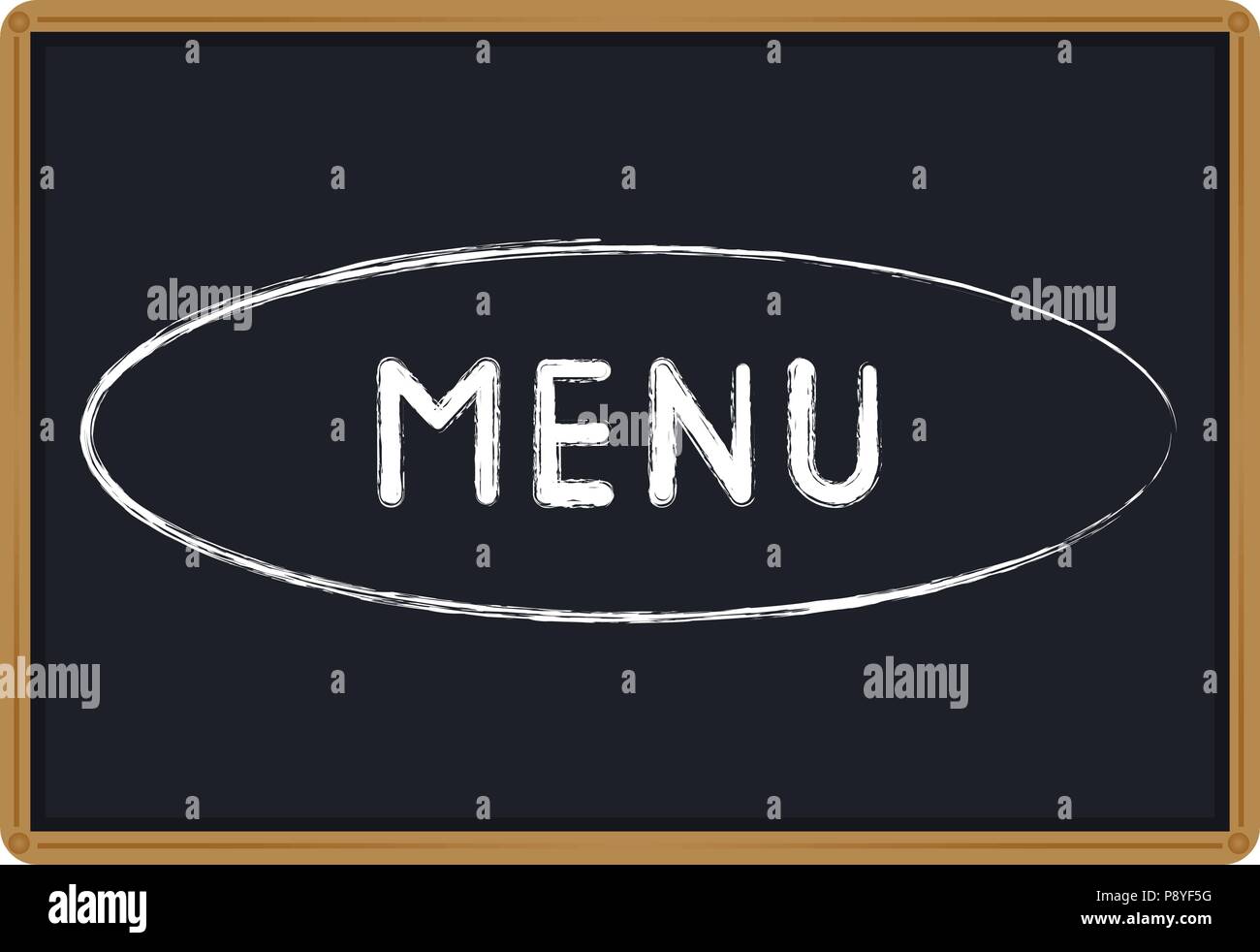 Parola Menu chalk scritti su una lavagna illustrazione vettoriale Illustrazione Vettoriale