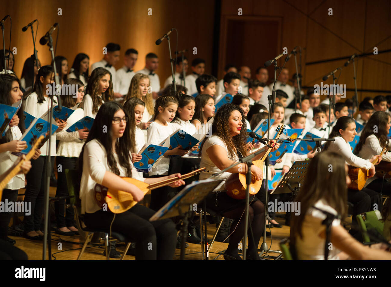 Bagno turco concerto di musica folk, turco musicisti di suonare strumenti turco Foto Stock