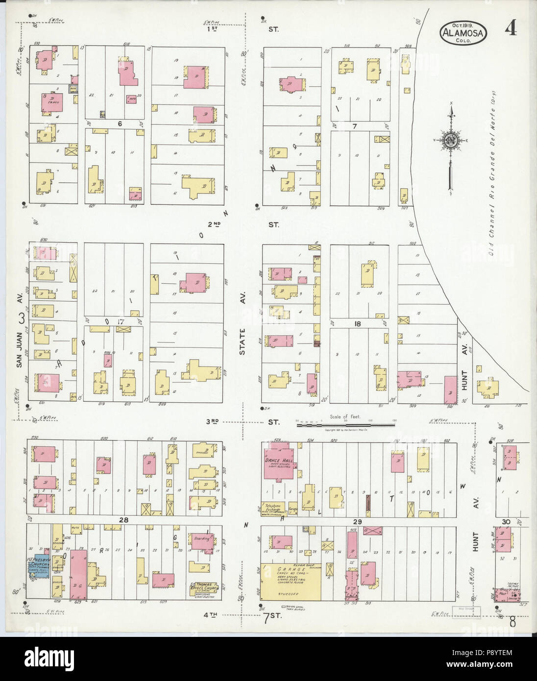 490 Sanborn Assicurazione incendi mappa da Alamosa, Alamosa County, Colorado. LOC sanborn00947 008-4 Foto Stock