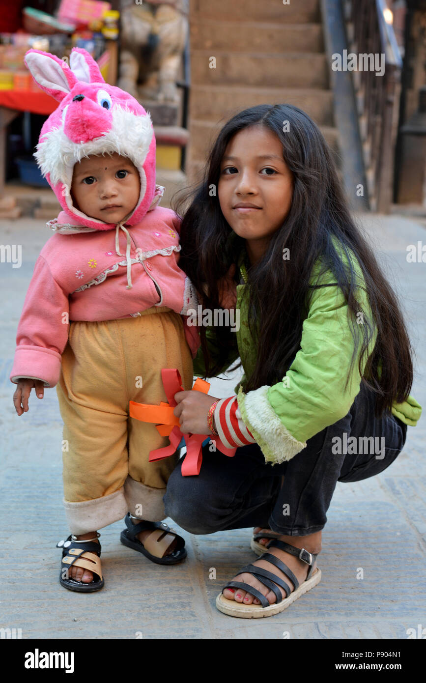 Bambini nepalese di Kathmandu Foto Stock