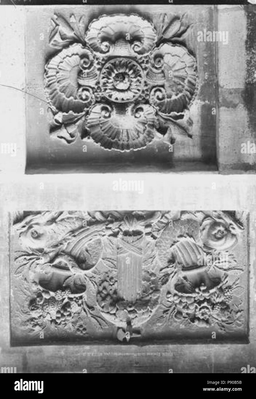 288 Fontaine de la Poissonnerie - Deux motivi d'Ornementation - Paris - Médiathèque de l'architecture et du patrimoine - APMH00024627 Foto Stock