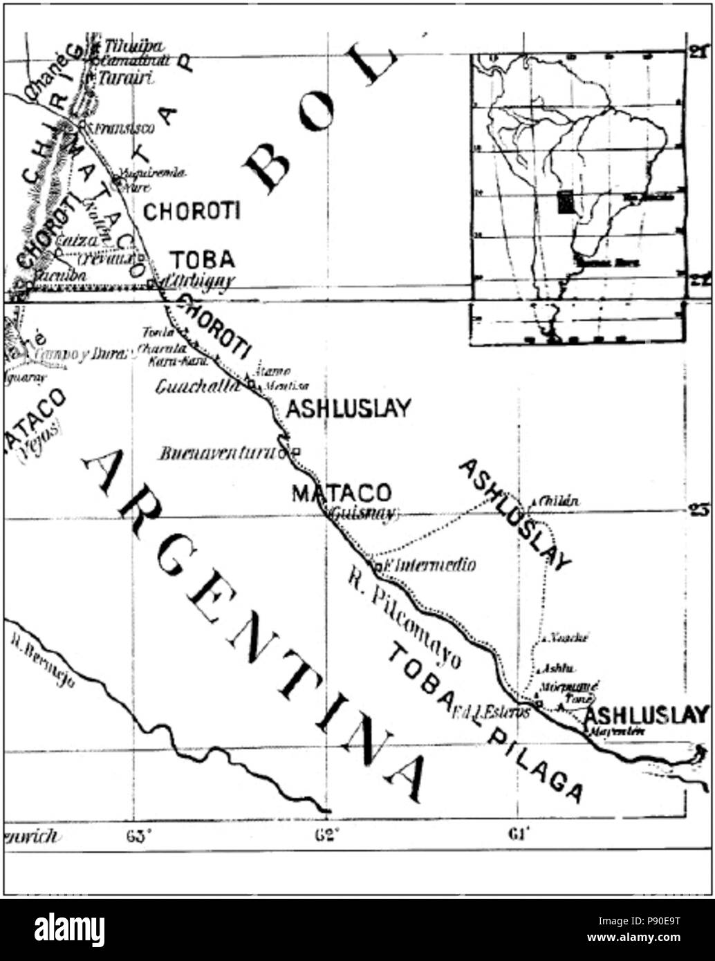 340 tribù indigene sul confine di Argentina e Bolivia (1912) Foto Stock