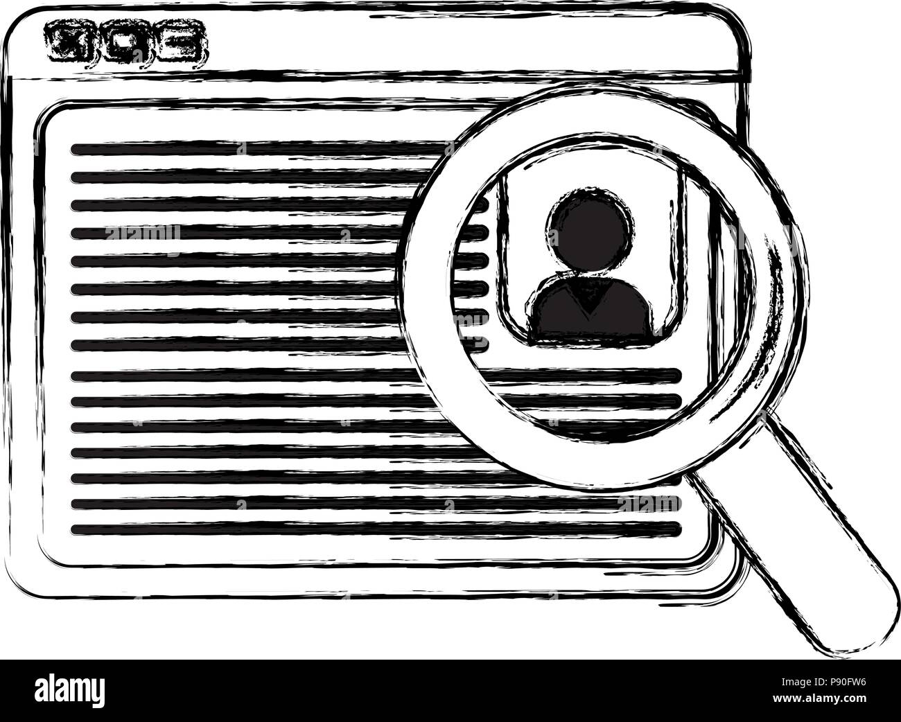 Id documento con lente di ingrandimento illustrazione vettoriale design Illustrazione Vettoriale