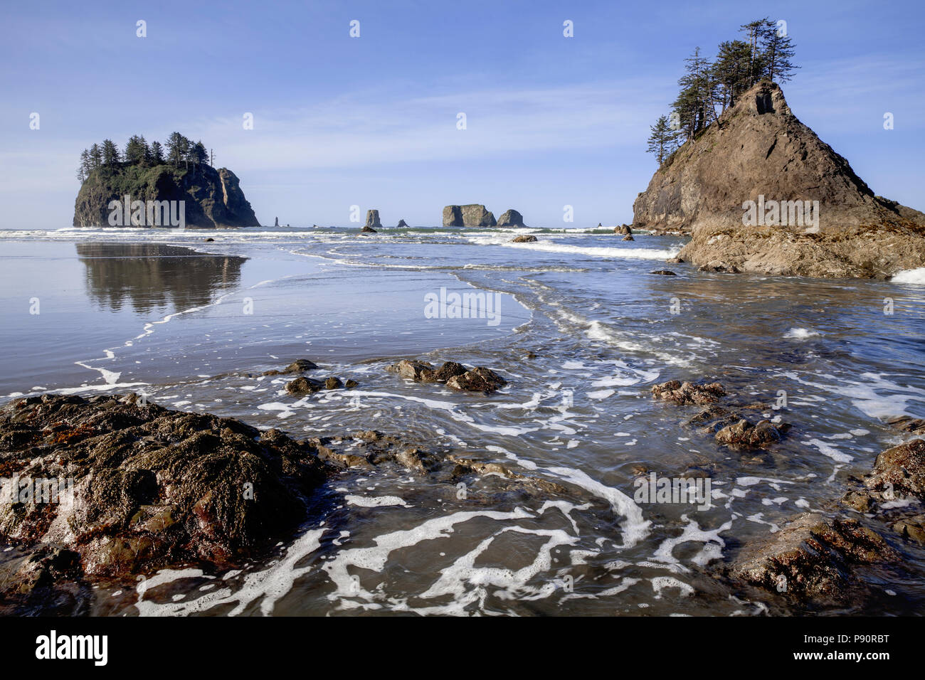 WA14545-00...WASHINGTON - la costa rocciosa a seconda spiaggia nel Parco Nazionale di Olympic. Foto Stock
