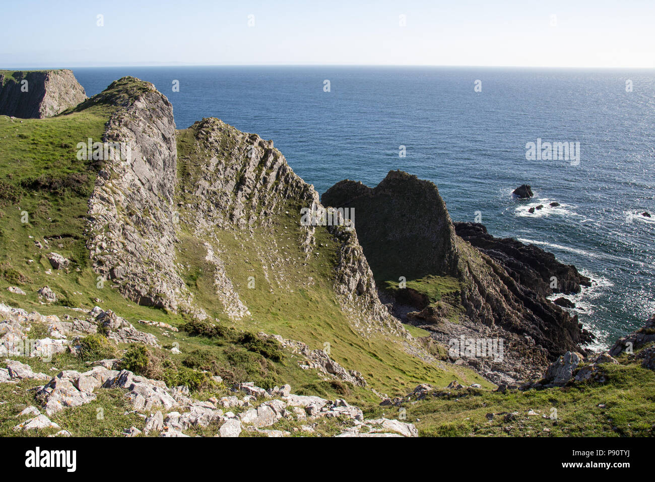 La vite senza fine di testa, Rhossili Bay. A piedi da Rhossili Bay a Port Eynon, Penisola di Gower (Wales coast Path) Foto Stock