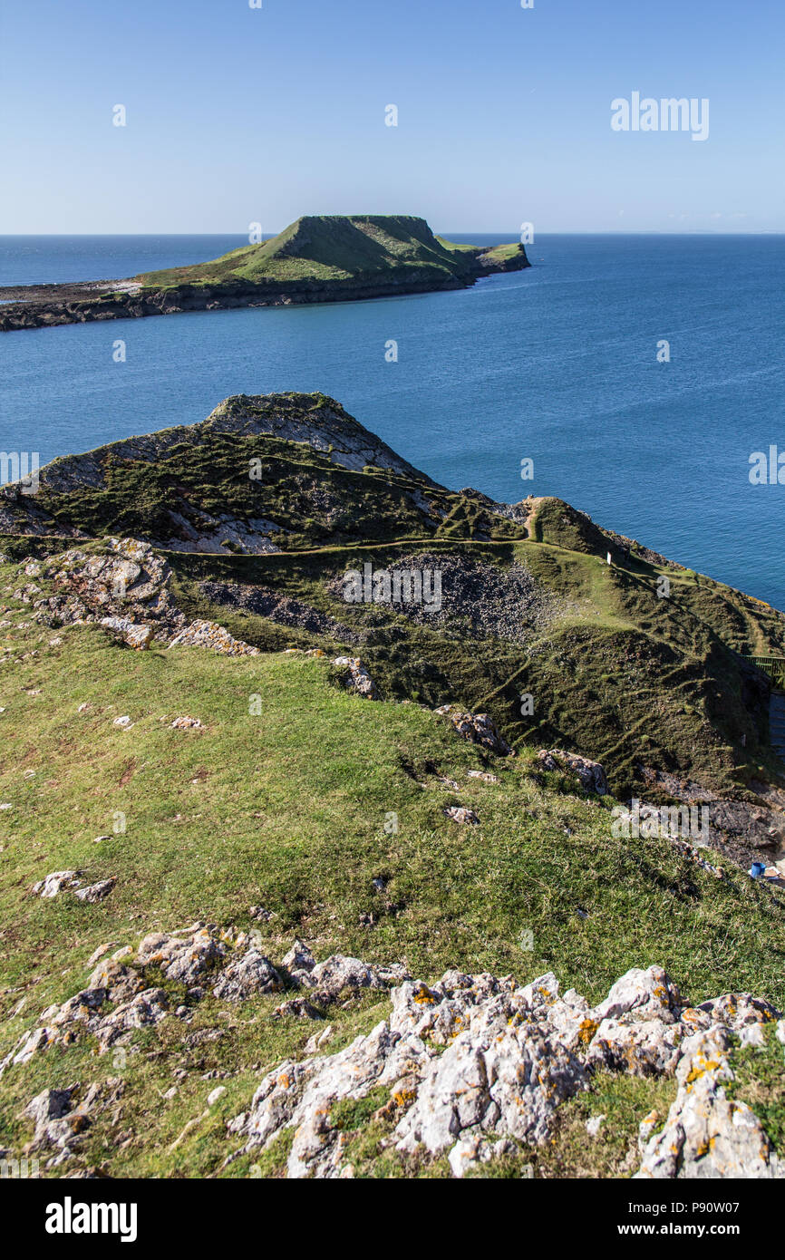 La vite senza fine di testa, Rhossili Bay. A piedi da Rhossili Bay a Port Eynon, Penisola di Gower (Wales coast Path) Foto Stock