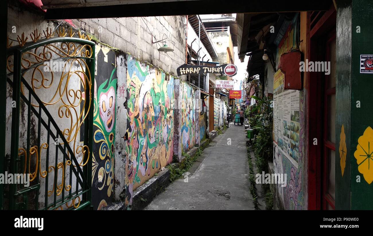 Vicolo in Downtown area, Yogyakarta Indonesia Foto Stock