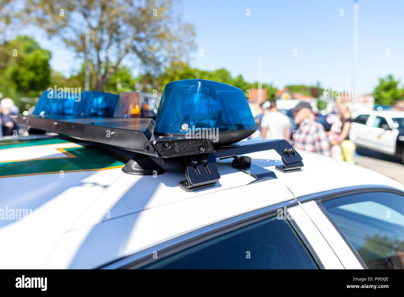 Luci di emergenza di un american automobile della polizia Foto Stock