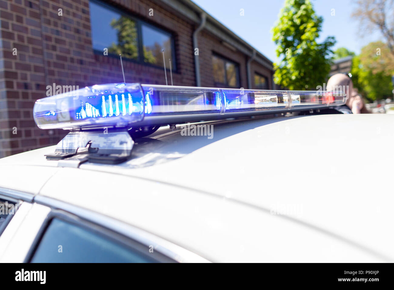 Luci di emergenza di un american automobile della polizia Foto Stock