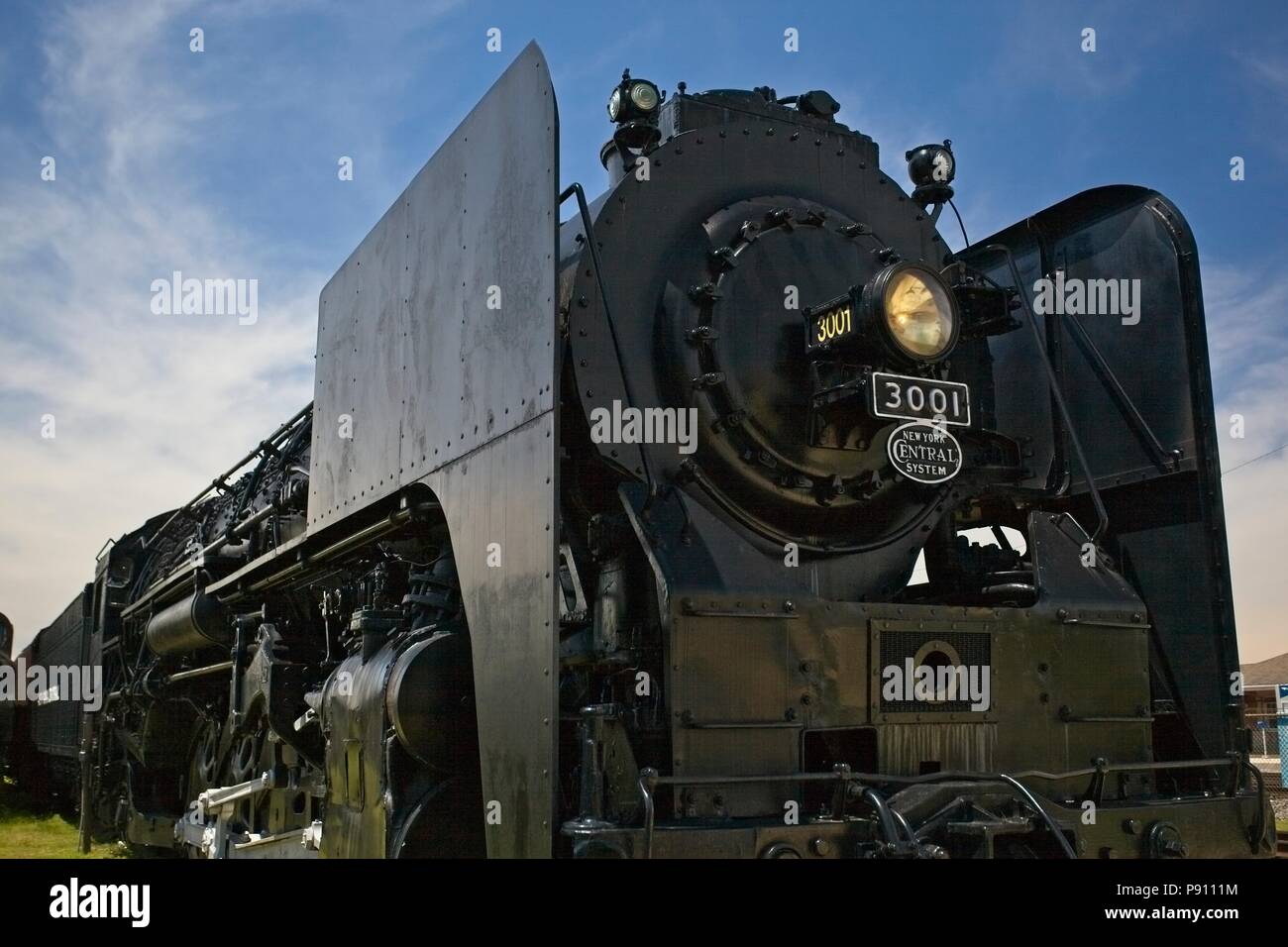 Ripristinato New York central 4-8-2 Mohawk locomotiva a vapore numero 3001, costruito dalla American Locomotive Company di Schenectady New York in 1940. La lunghezza di taglio Foto Stock