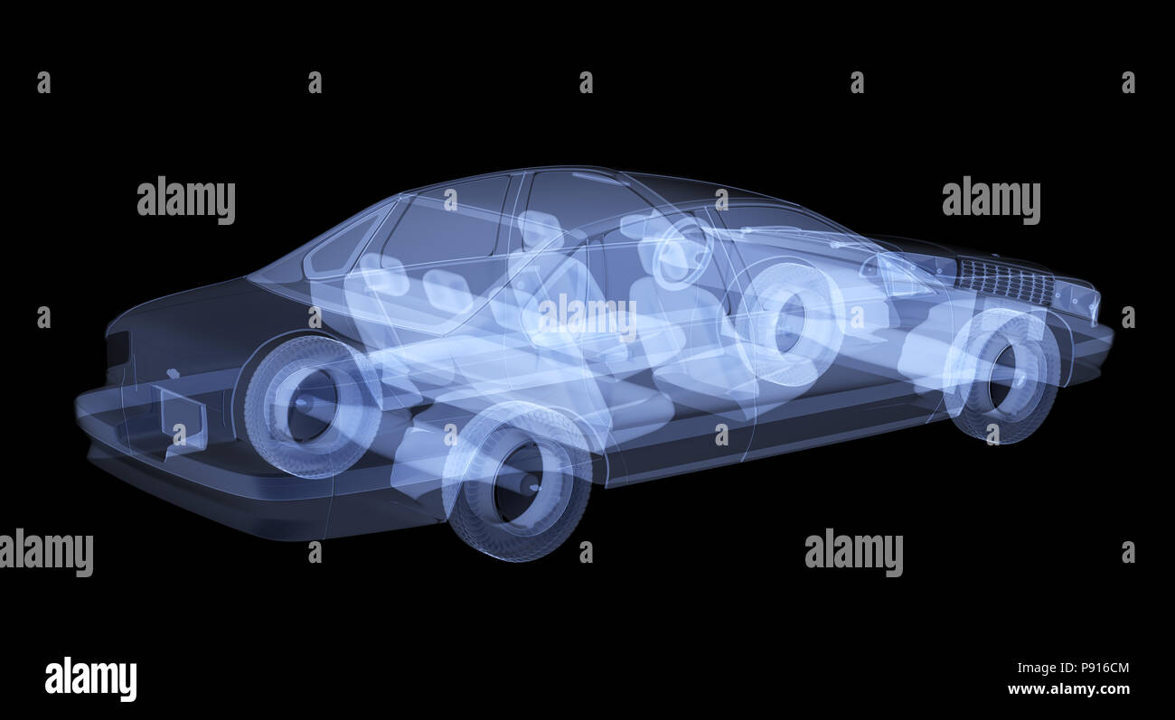 X-ray car isolato. 3D render Foto Stock