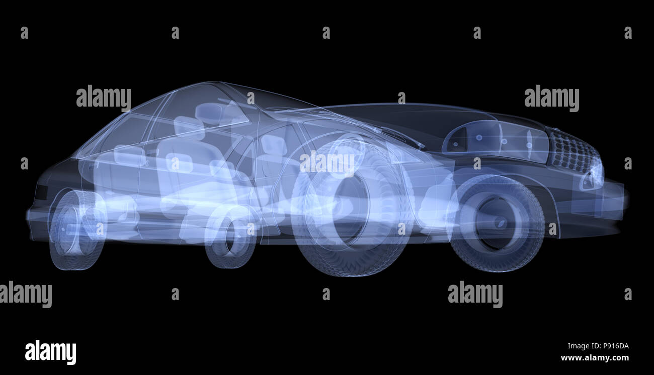 X-ray car isolato. 3D render Foto Stock