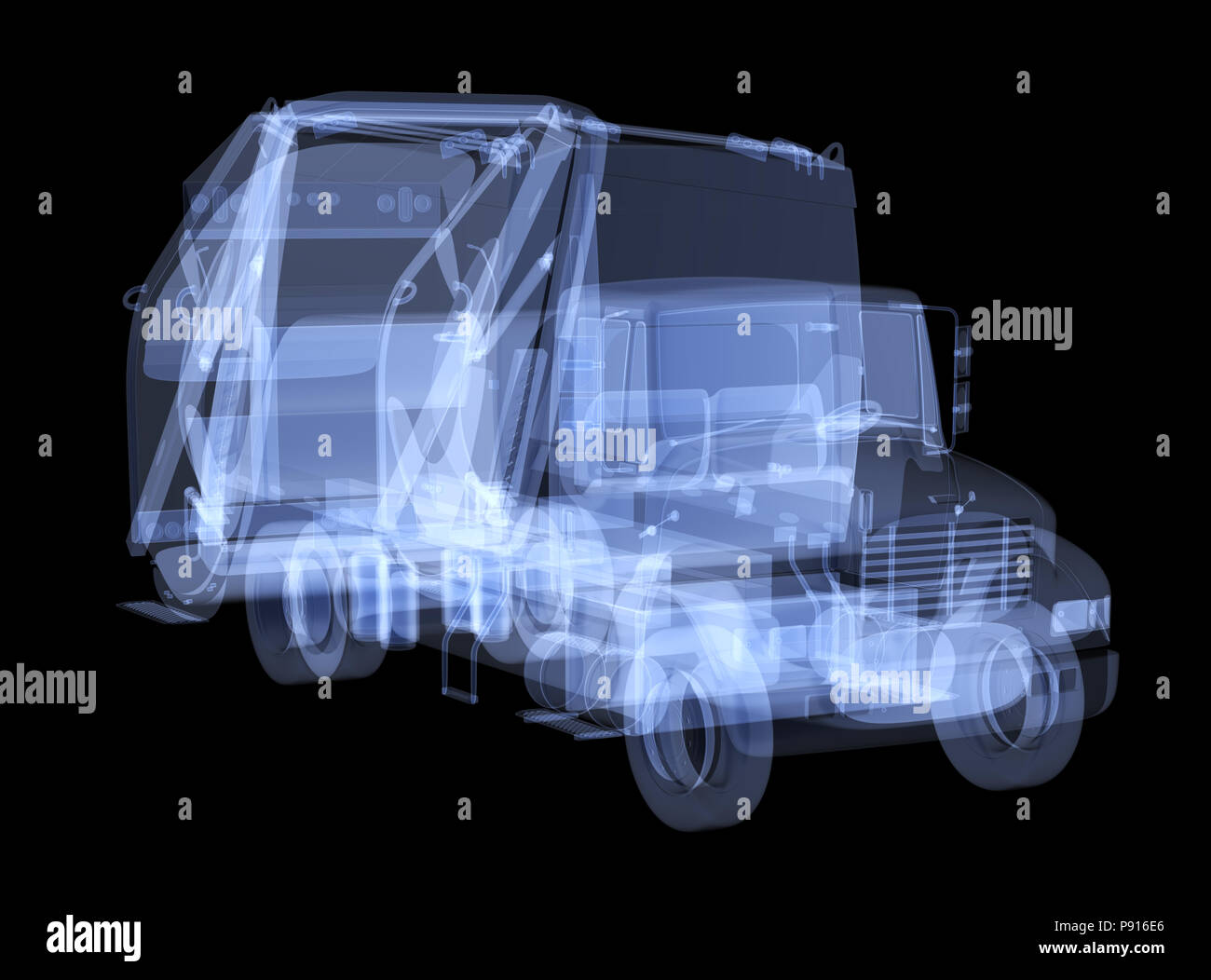 X-ray camion della spazzatura isolato. 3D render Foto Stock