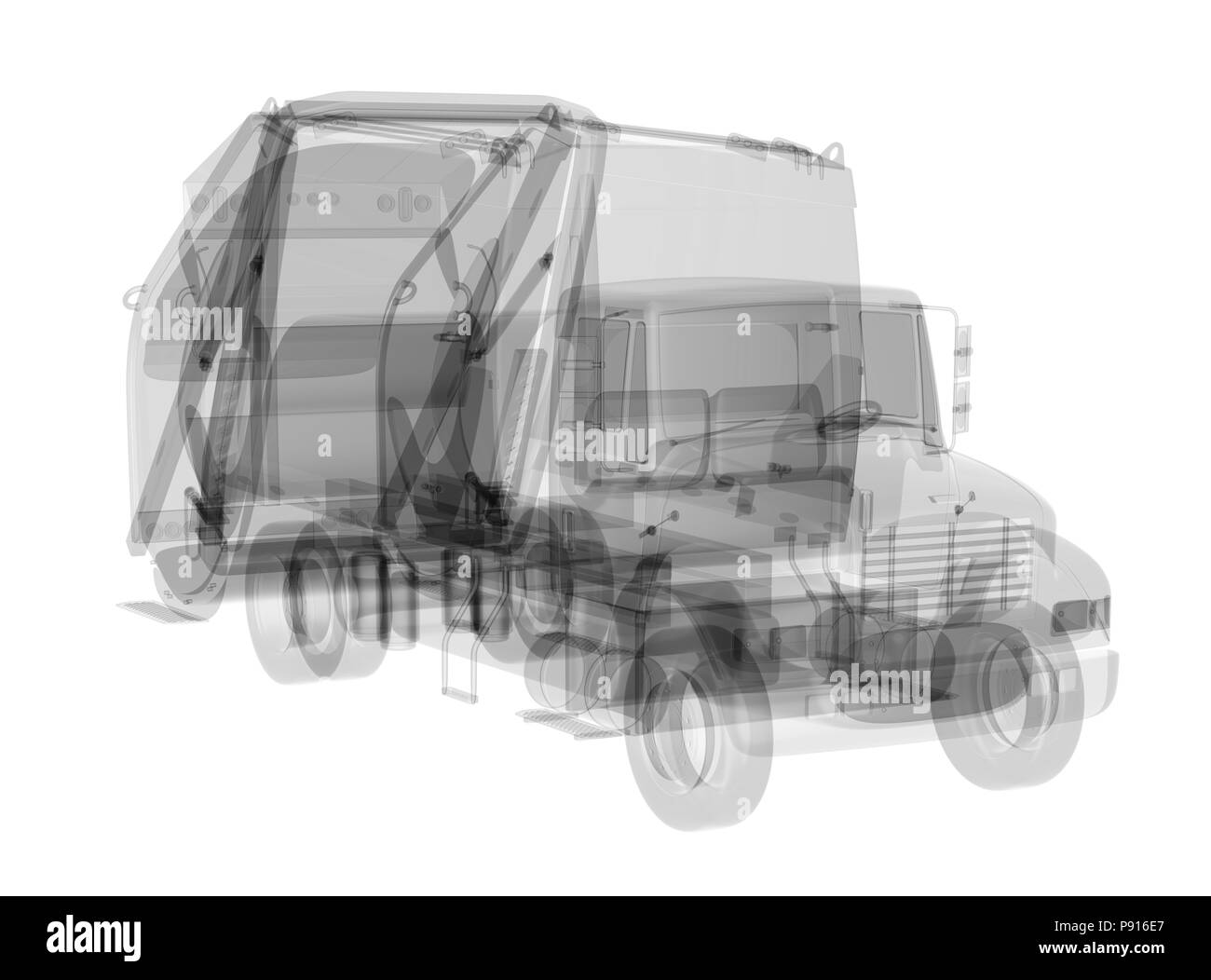 X-ray camion della spazzatura isolato. 3D render Foto Stock