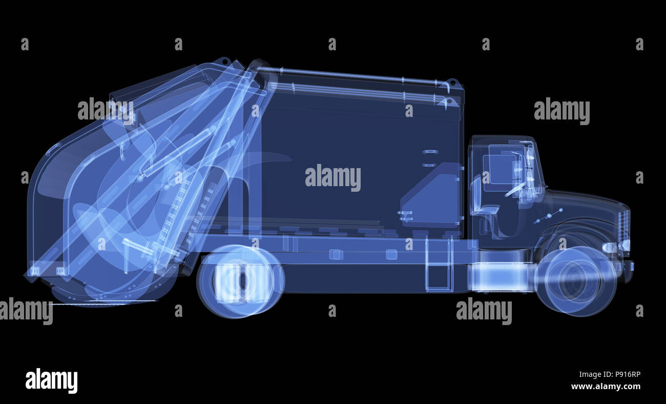 X-ray camion della spazzatura isolato. 3D render Foto Stock