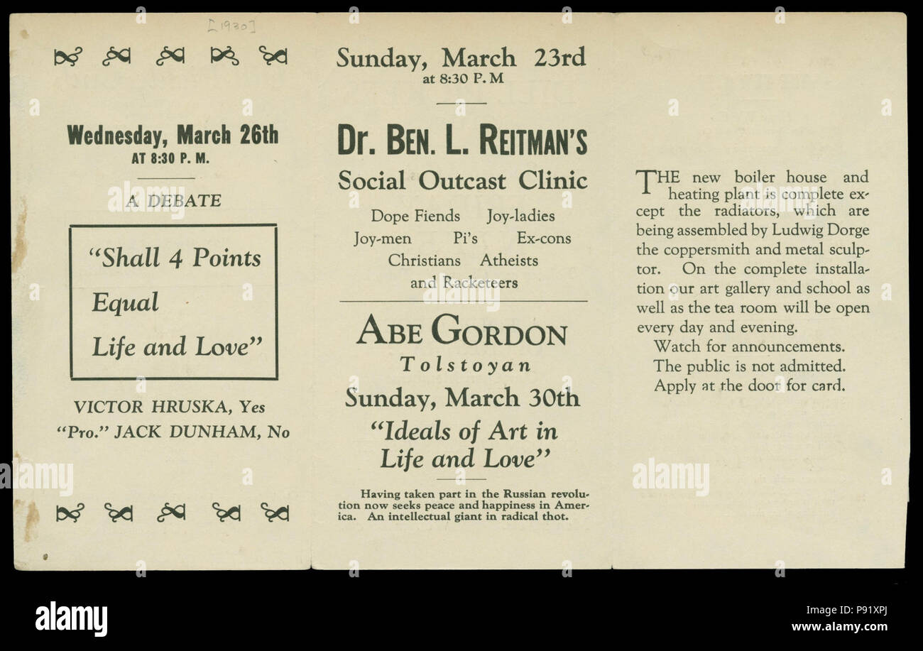 Un dibattito "hall 4 punti pari la vita e l'amore", mercoledì, 26 marzo (1930) Foto Stock