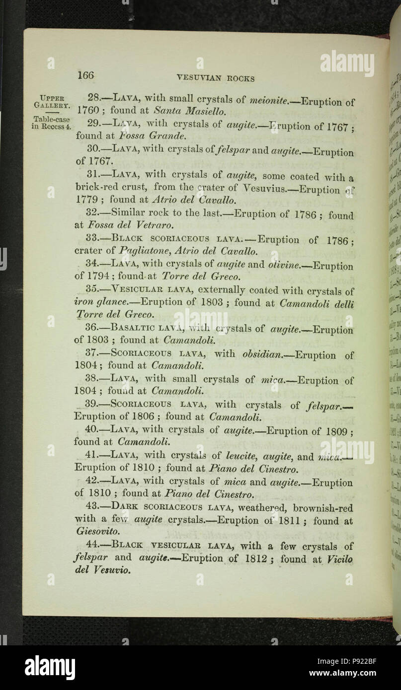 Un catalogo descrittivo dei campioni di roccia nel Museo di Geologia pratica (pagina 166) Foto Stock