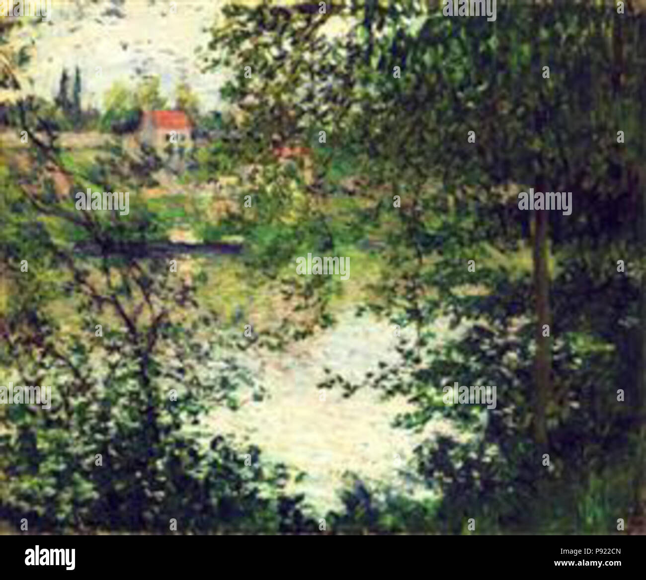 . 422 Monet - Ile-de-la-grande-jatte-mediante alberi-1878 Foto Stock