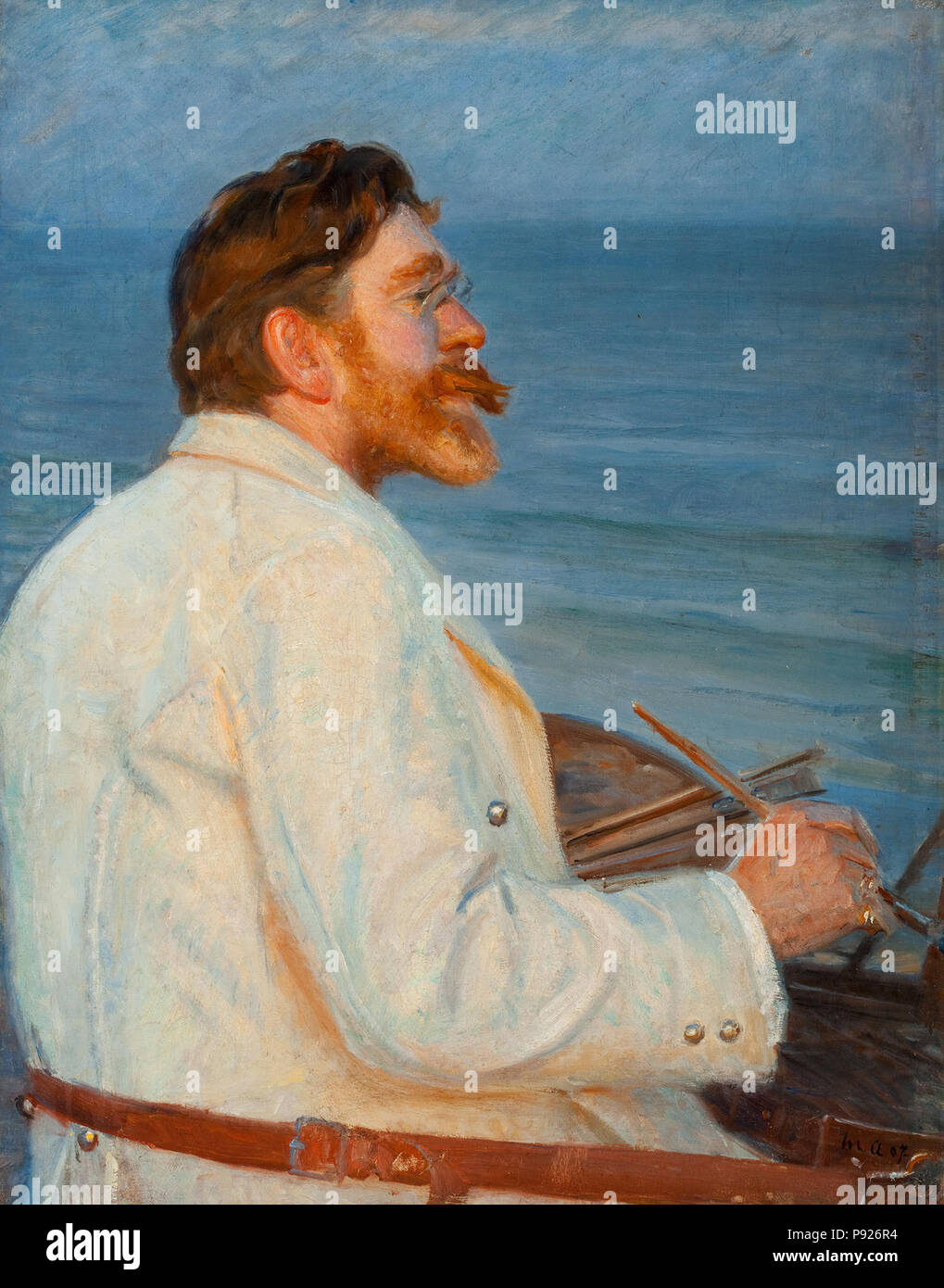 418 Michael Ancher, P.S. Krøyer malende på Sønderstrand, 1907, HAF147, Anchers hus Foto Stock